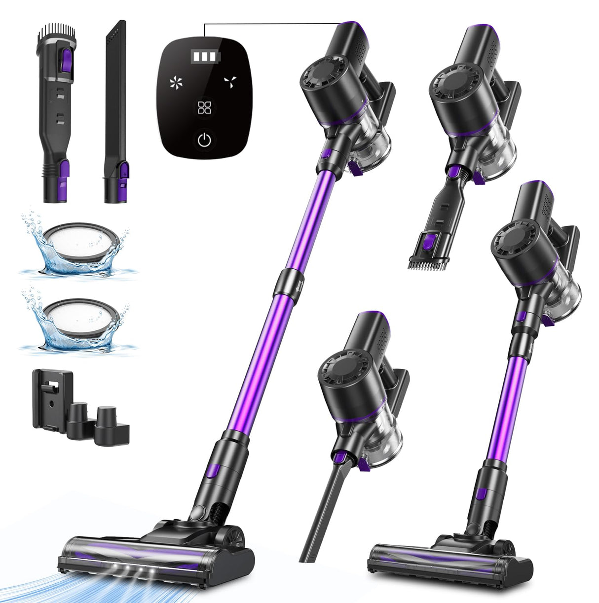 Vexilar Aspiradora sin Cable V8PRO 35KPa,Aspirador 3-en-1 Autonomía 40 Mins, Escoba Aspiradora sin Cable Potente Succión,Aspirador Vertical para Pelo de Mascotas/Alfombra/Suelo/Coche