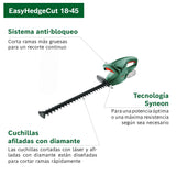 Bosch Tijeras cortasetos a batería EasyHedgeCut 18-45 (2 baterías de 2,0 Ah, sistema de 18 voltios, longitud de la cuchilla de 45 cm, embalaje en caja)