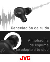 JVC HA-Z250T - Auriculares Inalámbricos con Bluetooth 5.3, 28 Horas de Batería, Certificación IPX4, Solo 5,1g de Peso, Cancelación de Ruido, 3 Pares de Almohadillas de Silicona y 2 de Espuma, Negro