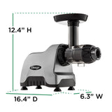 Omega CNC80S - Exprimidor compacto de sistema de nutrición multiuso de velocidad lenta, horizontal, plástico, plateado