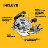 DEWALT XR 18V Sierra Circular Sin Escobillas 184mm, Compatible con Guía, Corte Profundo 58mm, Ajuste sin Herramientas, Caja TSTAK, LED, Extracción de Polvo AirLock, Solo Cuerpo – DCS572NT-XJ