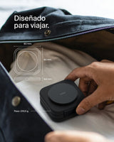 Belkin BoostCharge Pro Cargador inalámbrico Plegable 3 en 1 Qi2, Base de Carga magnética de Viaje 15 W, Soporte de Carga portátil con MagSafe para iPhone 16, 15, 14, Apple Watch 10 y AirPods