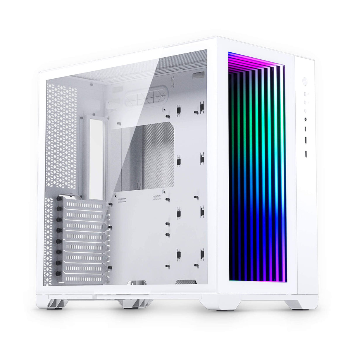 Magniumgear Neo Qube 2 IM, Doble cámara ATX Mid-Tower, Digital-RGB Infinity Mirror Frontal Panel, Tempered Glass Panels, Blanco