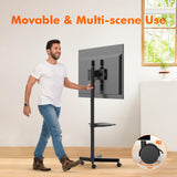 GRIFEMA GB3001 Soporte TV Ruedas para Televisores de Plasma/LCD/LED hasta 65 Pulgadas, Soporte TV Pie con Estante para Portátil, hasta 40 kg, VESA MÁX. 400x400mm, black