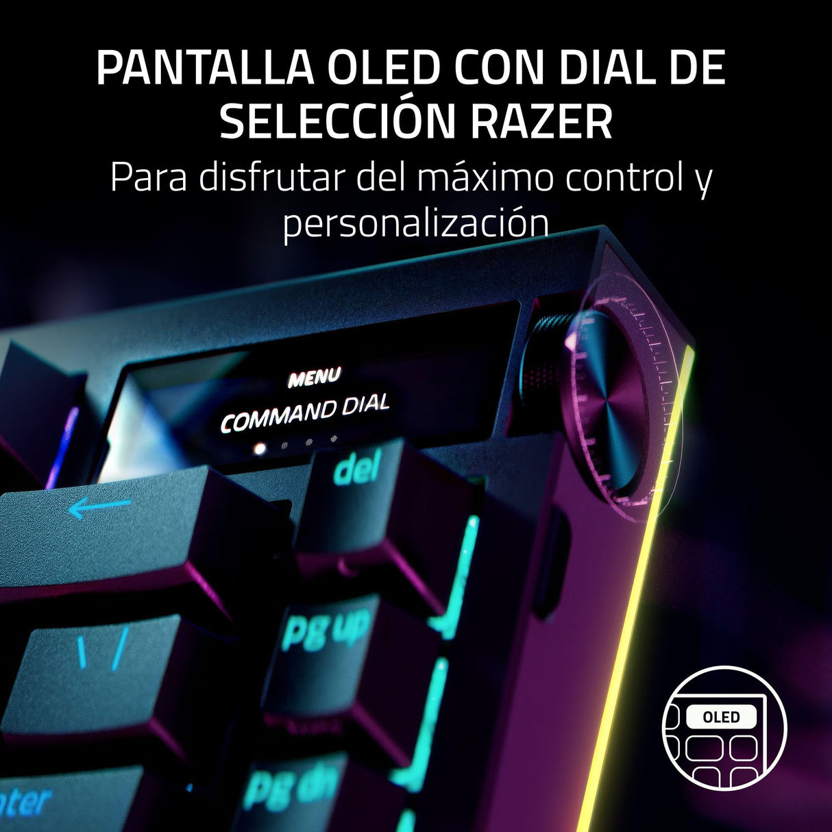 Razer BlackWidow V4 Pro 75% - Teclado de Juego inalámbrico Intercambiable en Caliente - Pantalla OLED (dial de comandos, 4K Hz y conectividad Bluetooth, reposamanos magnético) Diseño US | Negro