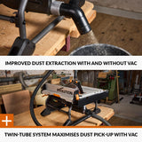 Evolution Power Tools R255TBLX+ Sierra De Mesa Con Soporte (Próxima Generación Rage 5-S) Hoja De Corte Multimaterial Corta Madera Metal Plástico, Bisel 45˚, +/- 60˚ Ángulo De Inglete, 1800w