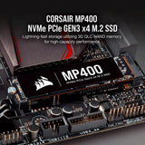 Corsair MP400 8TB Gen3 PCIe x4 NVMe M.2 SSD (Velocidades de Lectura Secuencial de hasta 3.400 MB/s y de Escritura Secuencial de 3.000 MB/s, 3D QLC NAND de Alta Densidad) Negro