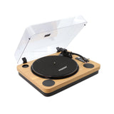 Mooov 477361 - Tocadiscos de Vinilo Bluetooth, 3 velocidades, Altavoces estéreo, Potencia 15W, Salida USB para convertir vinilos a Formato Digital, Salida RCA, Acabado en Madera Natural