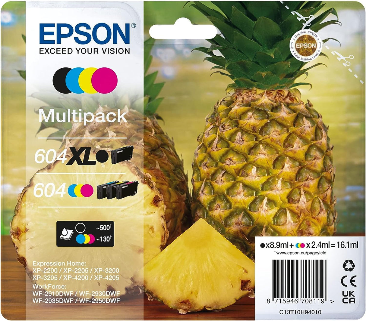 Epson Tinta Original Multipack 4 Colores 604 con Cartucho Negro XL y Cian, Magenta y Amarillo en Tamaño Estándar