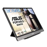 ASUS ZenScreen MB14AC - Monitor portátil de 14" FullHD (1920x1080,IPS, solución de señal híbrida, USB Tipo C, sin Parpadeo, Filtro de luz Azul, Superficie antideslumbrante), 250cd/m², Gris