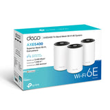 TP-Link Deco XE75 (3-Pack), WiFi AI Mesh AXE5400, WiFi 6E,Banda 6GHz, Ancho Canal de 160MHz,Cobertura WiFi de 668 m2, 3 Puerto Gigabit Instalación hasta 200 Dispositivos