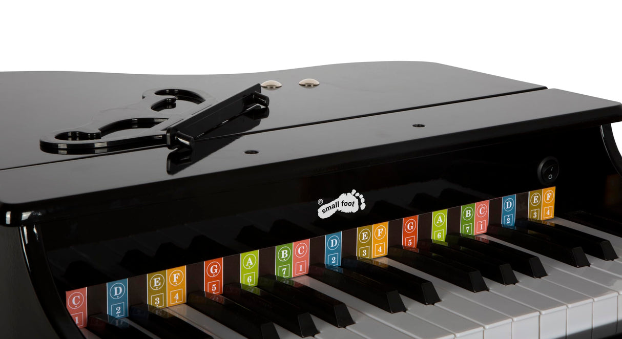 small foot Cola Infantil, Piano electrónico de Madera con Taburete, niños a Partir de 3 años, 12622, Color Black