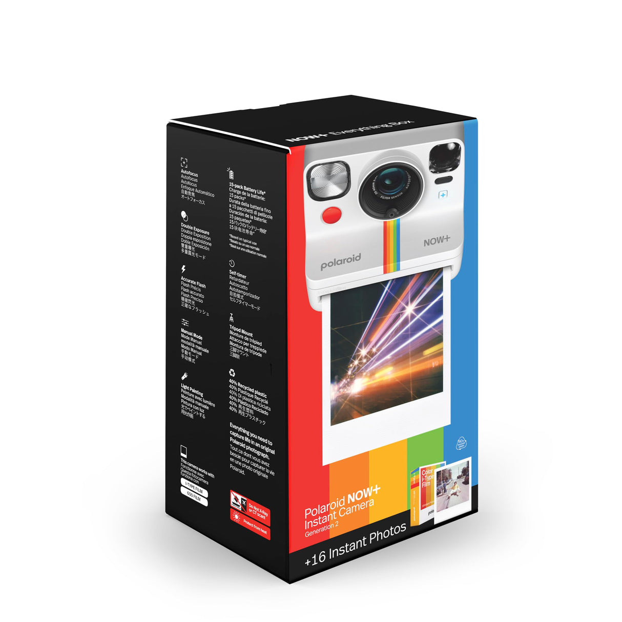 Polaroid Now+ Generation 2 - Paquete de cámara + película (16 Fotos Incluidas), Color Blanco, cámara de película instantánea controlada por aplicación conectada por Bluetooth, 6437