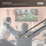DIGITUS HDMI AOC Cable de fibra óptica híbrido - HDMI 2.0b - 20m - Ultra HD 4k/60Hz - canal Ethernet - HDR ARC HDCP 2.2 - compatible con TV/beamer/monitor - contactos chapados en oro - Negro