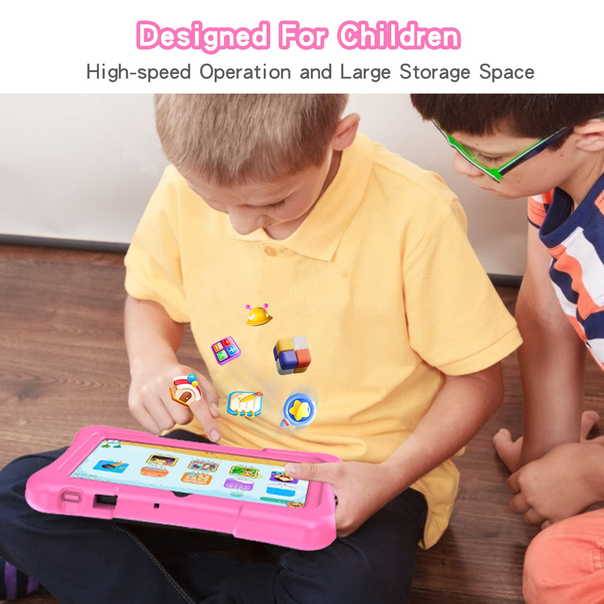 PRITOM Kids Tablet 7 Pulgadas, Android 11, 2GB RAM 32GB ROM, BT, WiFi, cámara Dual, Educativo, Control Parental, Software para niños con Estuche para Tableta para niños, Tipo C, Rosa