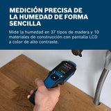 Medidor de humedad GMP 2-15 de Bosch Professional basado en clavijas (mide 37 tipos de madera y 10 materiales de construcción, termohigrómetro integrado, IP65, 2 pilas AA, bolsa)