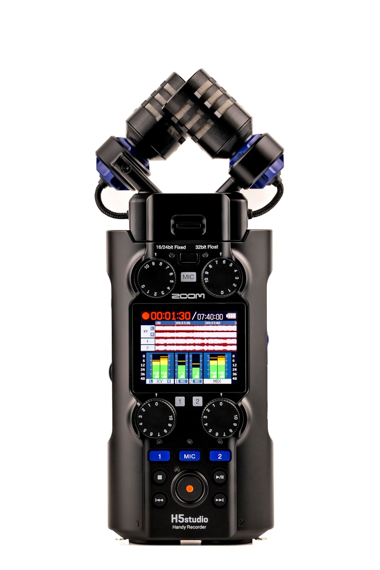 Zoom - H5Studio Grabador de Coma Flotante de 4 Pistas de 32 bits 192 kHz - 16/24 bits, Ganancia, limitadores, cápsula XYH-5e, Interfaz de Audio Mac, PC, iOS, Android