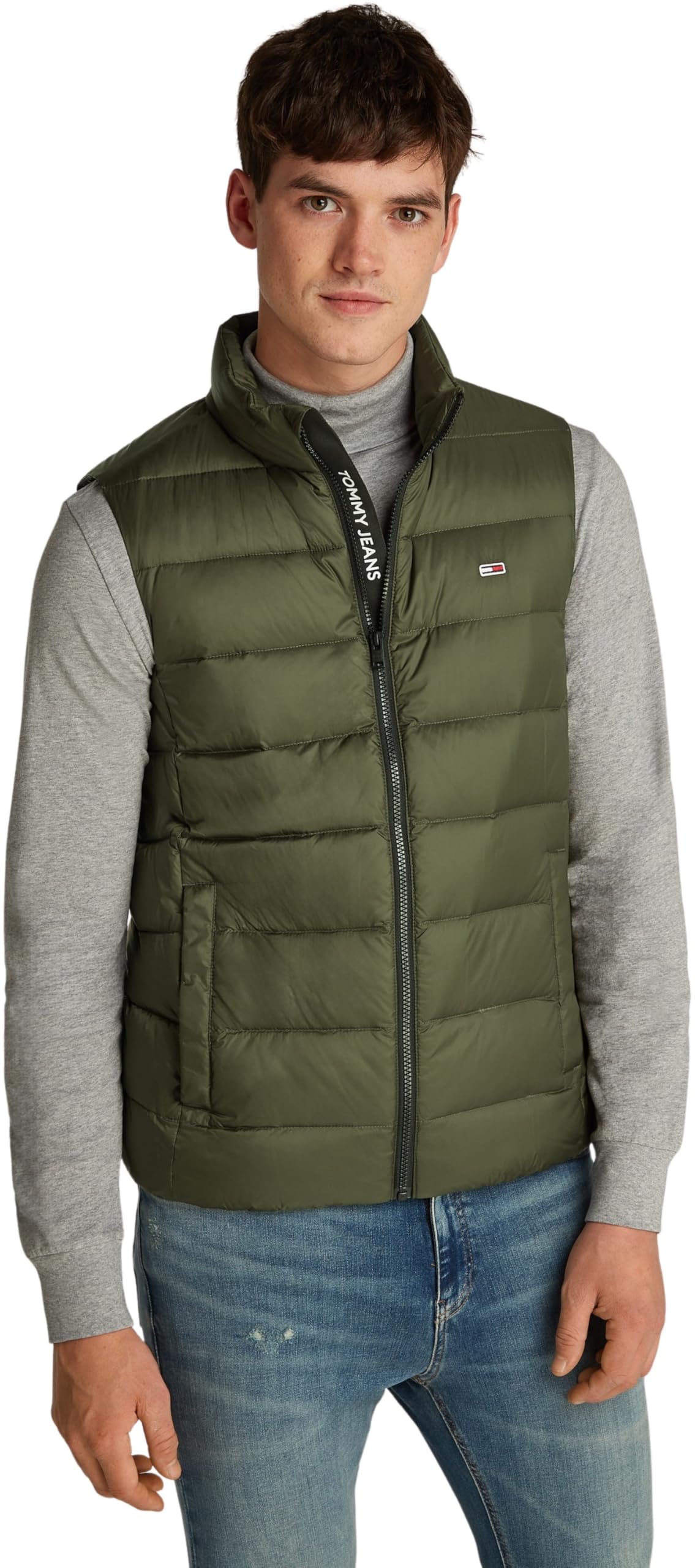 Tommy Jeans Chaleco Hombre Down ligero, Verde (Fatigue Green), XXL