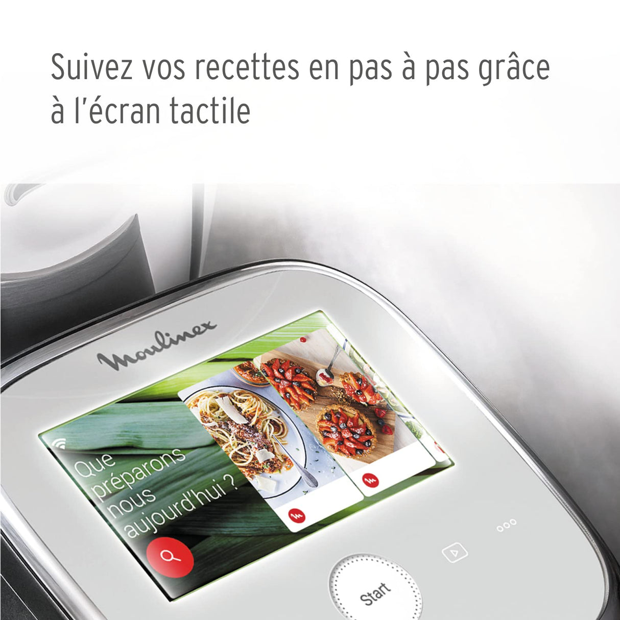 Moulinex I-Companion Touch XL HF9345 Robot de cocina de 3.5 L, acero inoxidable, 14 programas automáticos, wifi, pantalla táctil, 6 accesorios incluidos, apto lavavajillas, app libro recetas