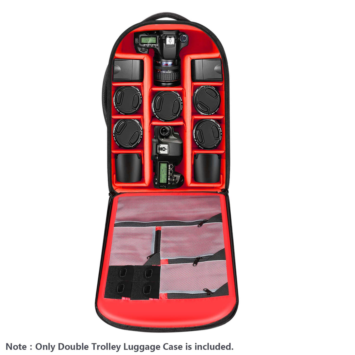 Neewer 2 en 1 Mochila corredera para cámara Estilo Maleta Convertible con Doble asa a Prueba de Golpes con Compartimentos Acolchados extraíbles para cámaras SLR/DSLR Trípodes Lentes (Negro/Rojo)