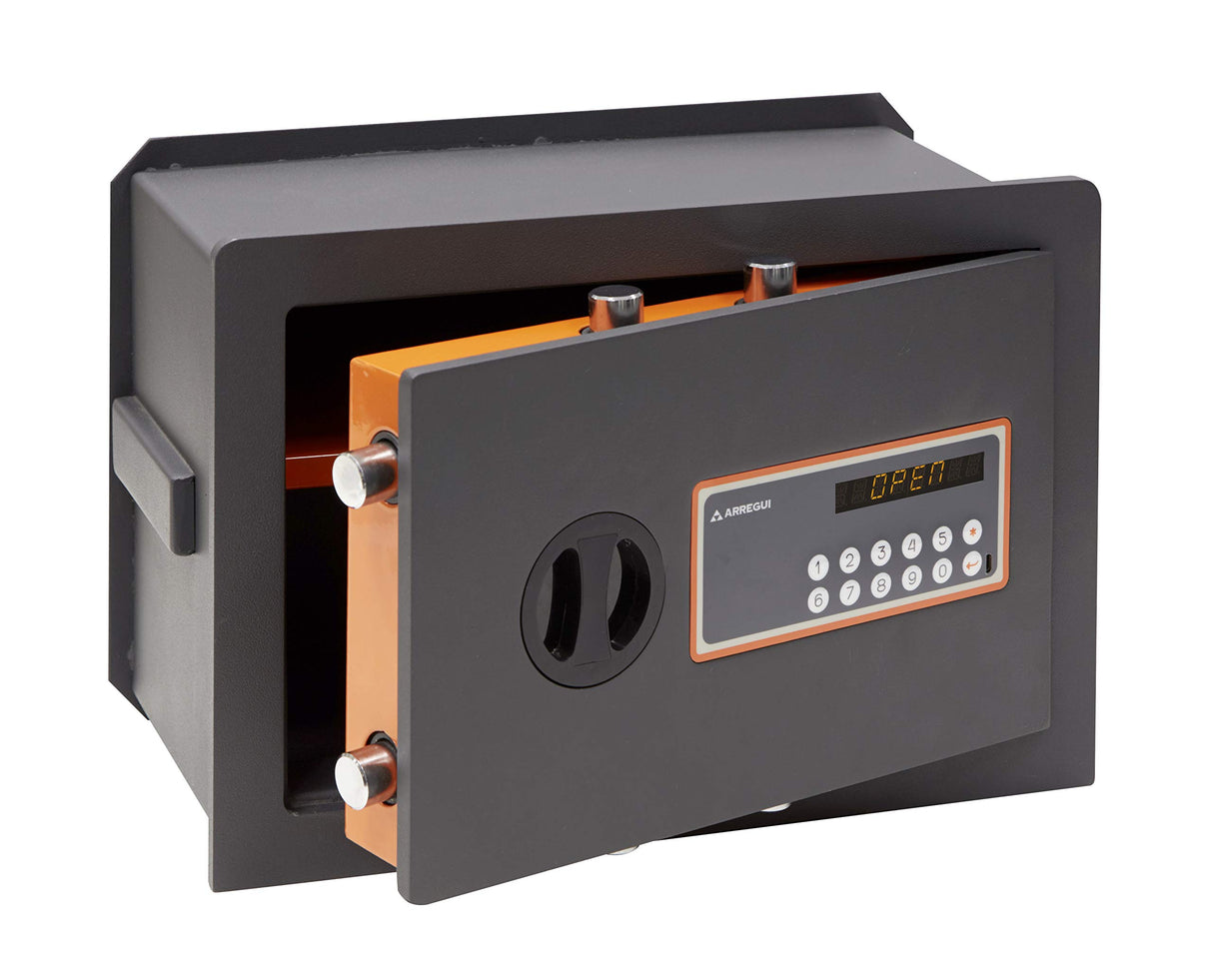 ARREGUI Plus C Electrónica 181140 Caja fuerte de empotrar, 10+3 mm de espesor, apertura electrónica, con fondo regulable, 27x38,5x20 a 30 cm, 11 a 19 L