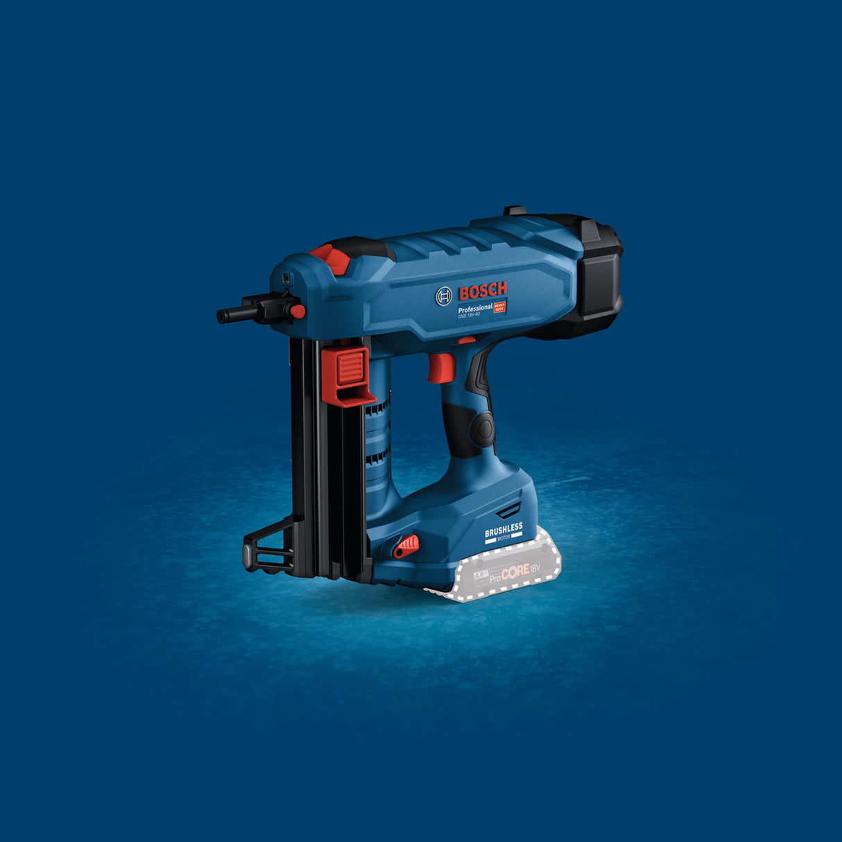 Bosch Professional 18V Clavadora Hormigón GNB 18V-40 (2x baterías ProCORE 4.0Ah, cargador GAL 18V-40, pasador, gancho, punta estándar, imán, XL-BOXX)