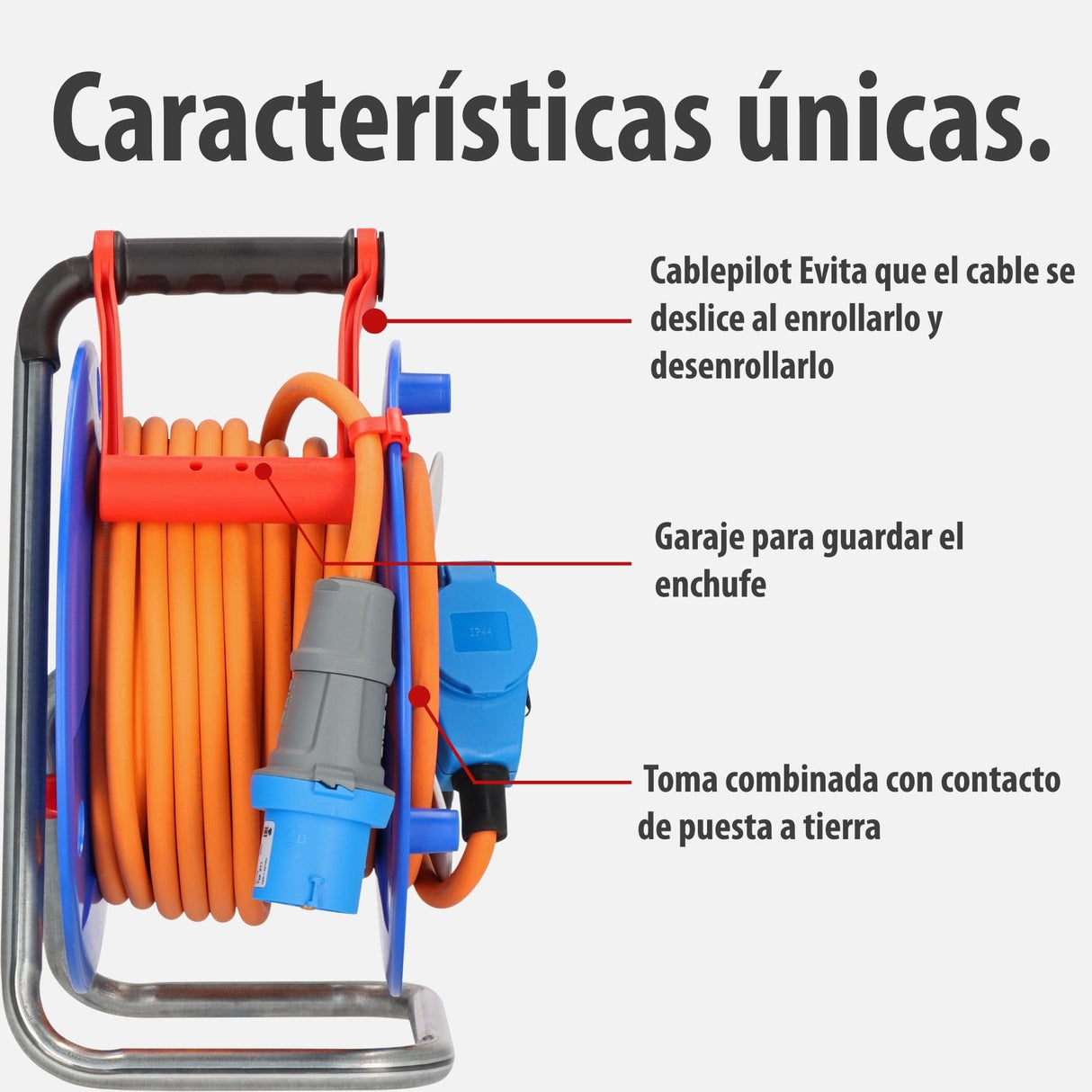 Brennenstuhl enrollacable de camping/Enrollacable CEE 230V 25m (H07RN-F 3G2,5 en naranja, acoplamiento angular CEE incl. toma combinada de contacto de protección, IP44, fabricado en alemania)