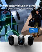 Arlo Ultra 2 Camara de Vigilancia WiFi Exterior 4K + Panel Solar, Camara de Vigilancia WiFi Interior, Sensor de Movimiento, Visión Nocturna Color, Prueba Arlo Secure Incluida, 2 Cámaras, Negras