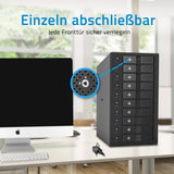 FANTEC 10x USB3.2 Gen2 10G Hard Disk Docking Station for 10x SATA 3.5/2.5 Inch SSDs and HDDs. Transfer Rates up to 10Gbit/Sec, no Tools Required, 2X USB Cable. Metal housing Black