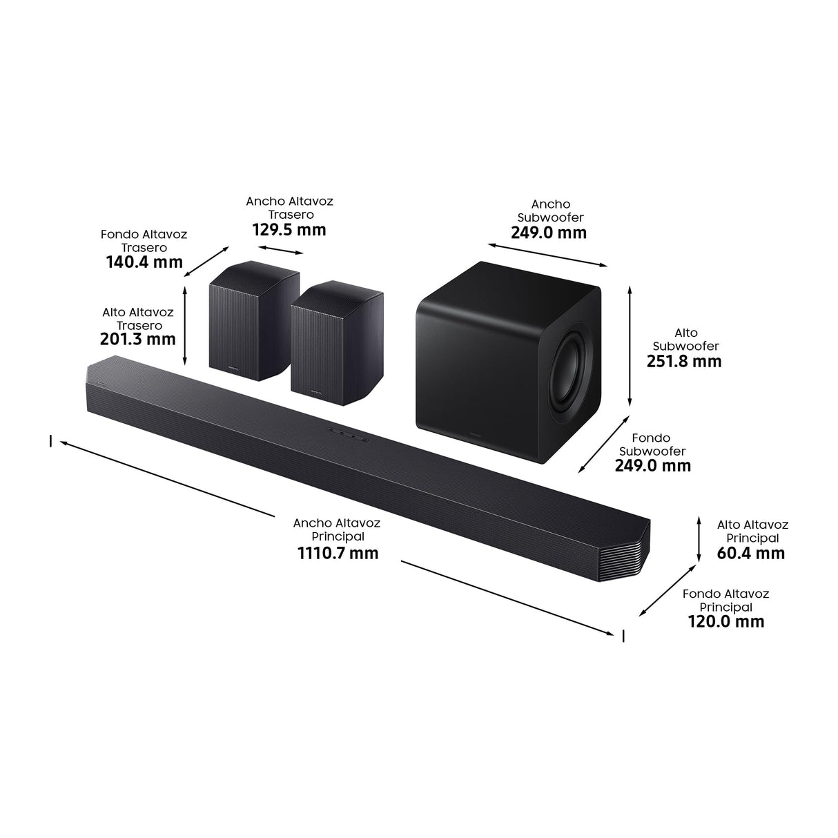SAMSUNG Barra de Sonido HW-Q930F/ZF 2025 - Dolby Atmos inalámbrico, Q-Symphony, 9.1.4 Canales, SpaceFit Sound Pro y Compatible con asistentes de Voz