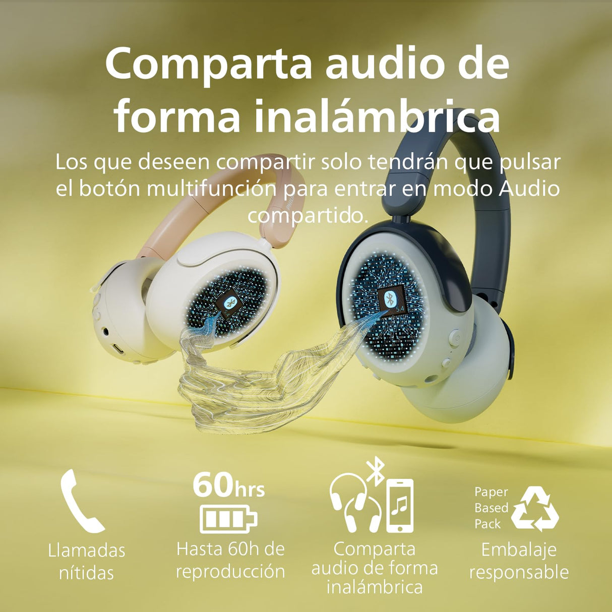 Philips TAK5500AL 5500 Series Auriculares Infantiles Plegables inalámbricos on Ear Cancelación de Ruido, 34 Horas de reproducción ANC, Volumen Limitado, Audio compartido, Cable USB-C Incluido
