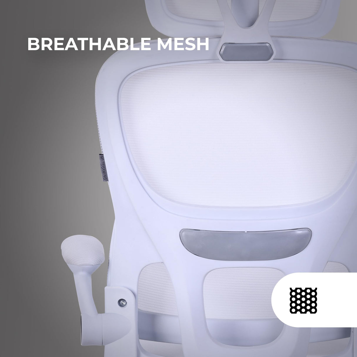 Mars Gaming MGC-ERGOPRO, Silla Ergonómica Profesional, Soporte Lumbar Activo, Malla Transpirable, Altura Ajustable 120-130cm, Reposabrazos Abatibles, Reposacabezas Regulable, Silla de Oficina, Blanco