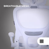 Mars Gaming MGC-ERGOPRO, Silla Ergonómica Profesional, Soporte Lumbar Activo, Malla Transpirable, Altura Ajustable 120-130cm, Reposabrazos Abatibles, Reposacabezas Regulable, Silla de Oficina, Blanco