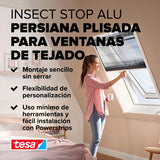 tesa® Cortina Mosquitera Plisada de Aluminio - Mosquitero Extensible para Claraboyas - Fácil Instalación sin Taladrar - Tecnología tesa Powerstrips® - Blanco