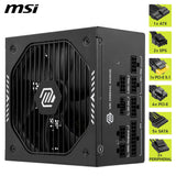 MSI mag A750GLS PCIE5, Fuente de alimentación, 750W, 80 Plus Gold, ATX 3.1, Soporte GPU PCIe 5.1, 12V-2x6 Nativo, Conector 12V-2x6 Bicolor, Fuente de alimentación ATX, Cables con Cubierta