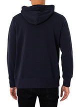 GANT Hombre Sudadera con Capucha Y Cremallera con Escudo Regular, Evening Blue, M