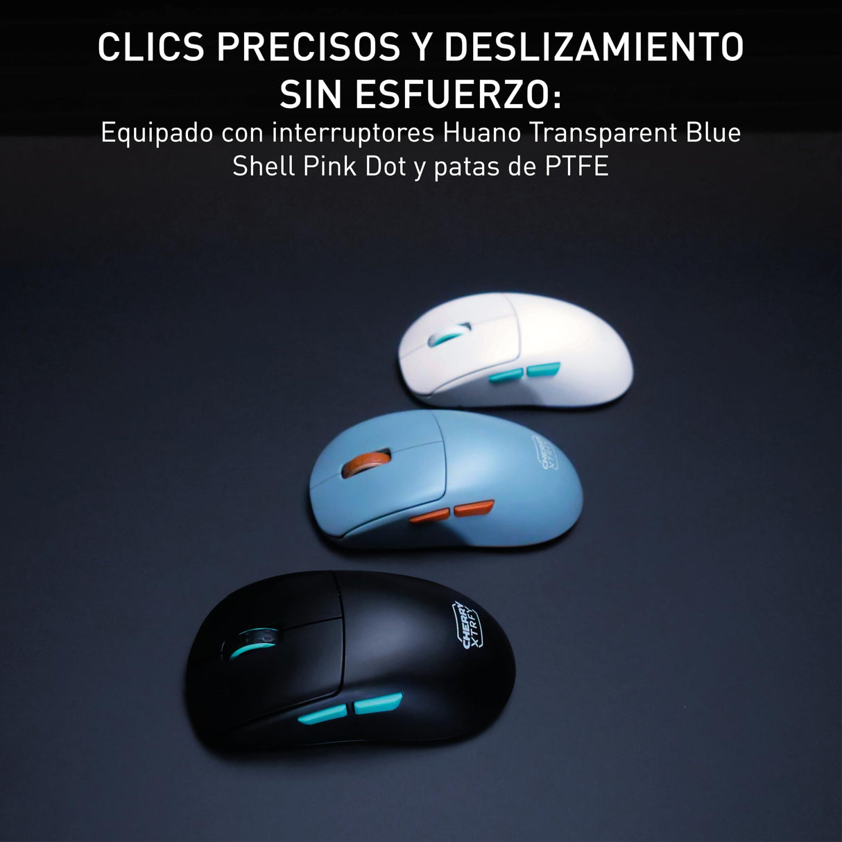 CHERRY XTRFY M68 Wireless, Ratón Inalámbrico de Gaming Ultra Rápido, 2.4 GHz RF, Optimizado para esports, 8K, Forma Simétrica con Parte Frontal Baja, Azul