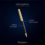 Bolígrafo Waterman Hémisphère | Colección Opera | Negro y dorado | Estuche de regalo