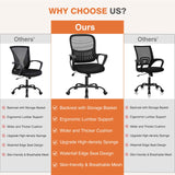 Sweetcrispy Silla de Oficina ergonómica, de Escritorio con Soporte Lumbar, reposabrazos Ajustables, Regulable en Altura, Adecuada para Dormitorio