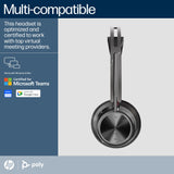 Poly Voyager Focus 2 Auriculares inalámbricos UC con micrófono y soporte de carga: compatible con PC a través del adaptador BLUETOOTH BT700 incluido o mediante cable USB