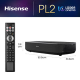 Hisense PL2 - Proyector Laser UHD 4K Smart TV de Tiro Corto, de 80 a 150 Pulgadas, 2400 lumenes, HDR10, Contraste Nativo 3000:1, Dolby Vision, Dolby Atmos, Smooth Motion, Mando Solar