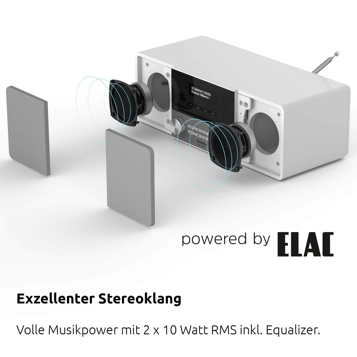 TechniSat DIGITRADIO 3 - Sistema Compacto de Radio Estéreo Dab (Dab+, FM, Reproductor de CD, Bluetooth, USB, Conexión para Auriculares, Entrada AUX, Radio Reloj Despertador, Pantalla OLED) Blanco