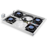 DIGITUS Unidad de ventilador de techo para armario de servidores de la serie Unique, 4x ventilador, termostato, gris (RAL 7035)