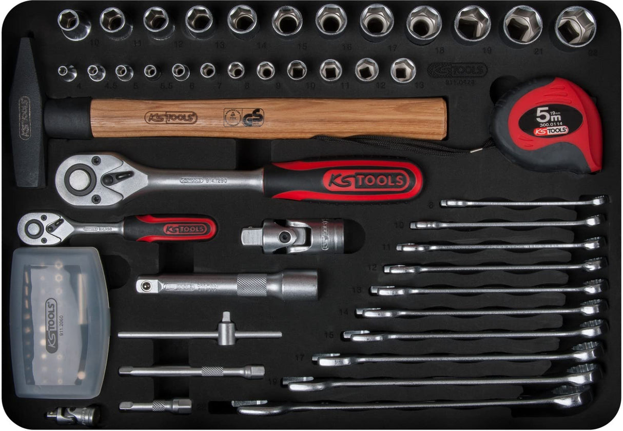 KS Tools 911.0628 1/4" + 1/2“ Maletín de herramientas de electricista, 128 pzs.