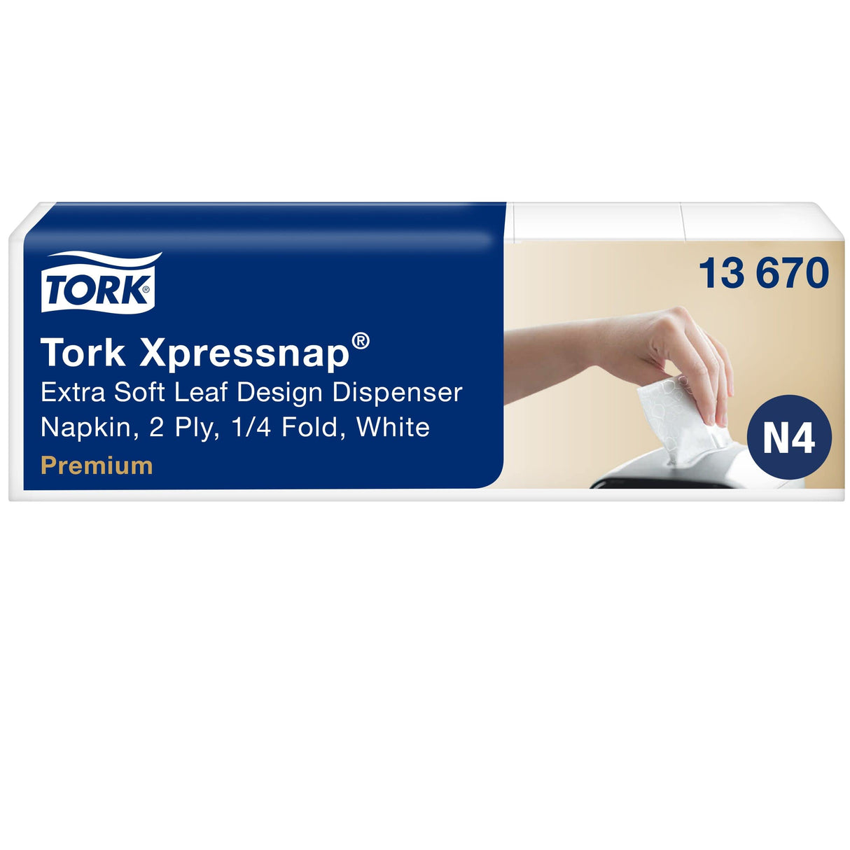 Tork Xpressnap 13670 Servilleta Extra Suave/Recambios para el servilletero sistema N4 / 8 paquetes/Blanco con diseño de hojas