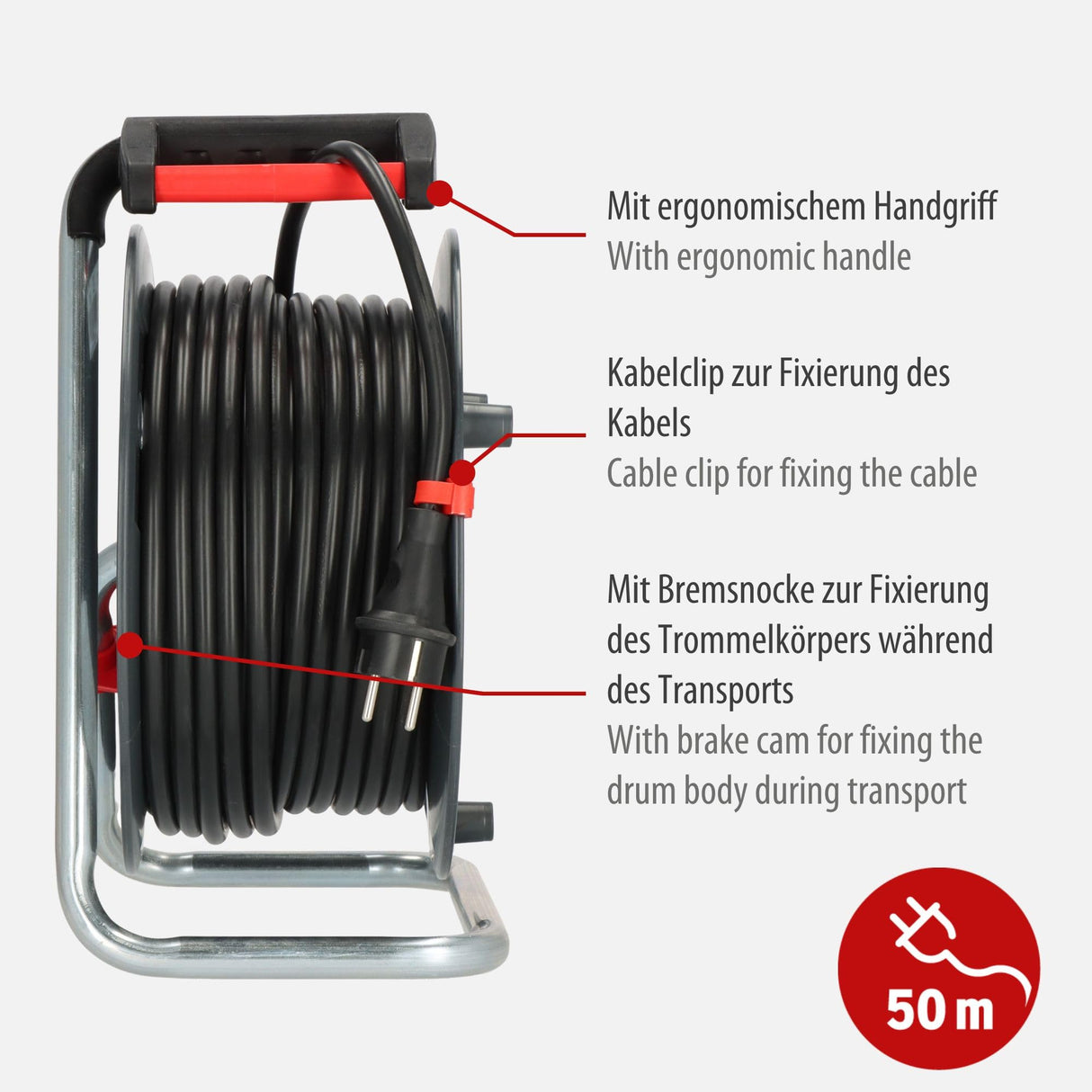 Brennenstuhl Garant V2 - Carrete alargador de cable (50 m, plástico especial, con protección contra sobrecalentamiento, fabricado en Alemania)