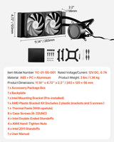VEVOR Enfriador de Líquido para CPU, 2 Ventiladores y Bomba PWN de 120 mm, Enfriador de Agua para CPU con Pantalla LCD de 2,1" y Luz ARGB, para Intel 115X/1366/2011/1700/1200, AMD AM4/AM5, Negro