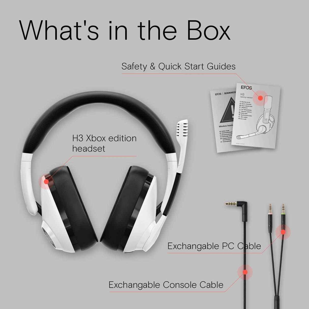 EPOS H3 Xbox Edition Filaire Casque Gaming | Casque Gamer Acoustique Fermée | Conçu pour Xbox comprend Des câbles pour PC, Mac, PS5™, PS4™ et Nintendo™ Switch