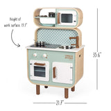 Janod - Cocina de doble cara- Cocina de madera para niños Recto-Verso - Cocina con luz y sonido - Con 7 accesorios - De 3 a 8 años, J06594
