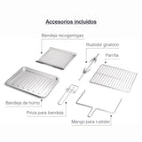 Lacor - 69347 - Horno Eléctrico Sobremesa, Horno Pequeño Cocina, Convección con Carcasa de Acero, Temperatura: 70ºC-230ºC, 54x34,5x41 cm, Capacidad: 35 L, Negro